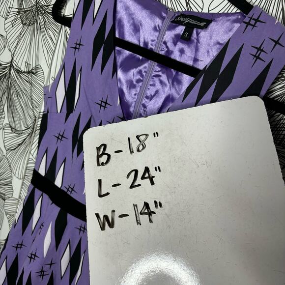 SOURPUSS RETRO DIAMONDS DRESS LILAC Fit and Flare Sleeveless Women’s Size Small - Picture 3 of 14